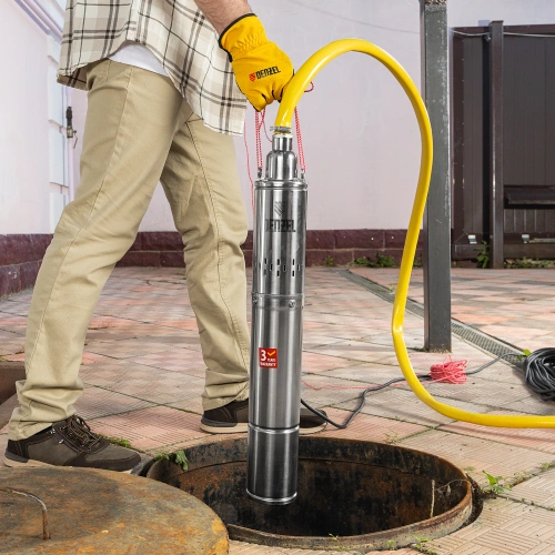 Скважинный насос DWS-4-150, винтовой, диаметр 4", 1300 Вт, 2000 л/ч, напор 150 м Denzel по ценам производителя в Воронеже с доставкой по всей России