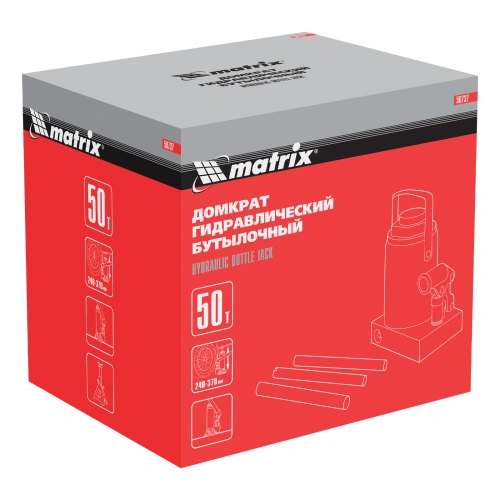 Домкрат гидравлический бутылочный, 50 т, высота подъема 240-370 мм Matrix по ценам производителя в Воронеже с доставкой по всей России