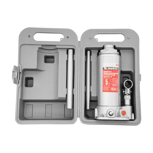 Домкрат гидравлический бутылочный, 5 т, высота подъема 216-413 мм, в пластиковый кейсе Matrix по ценам производителя в Воронеже с доставкой по всей России