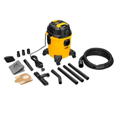 Пылесос строительный RVC20, 1400 Вт, бак 20 л, шланг 3 м, розетка с автосинхр. Denzel по ценам производителя в Воронеже с доставкой по всей России