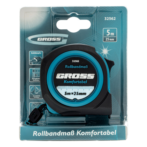 Рулетка Komfortabel 5 м х 25 мм,обрезиненный корпус Gross по ценам производителя в Воронеже с доставкой по всей России