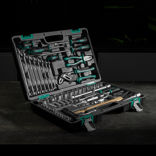 Набор инструментов, 1/2", 1/4", CrV, пластиковый кейс 76 предметов Stels по ценам производителя в Воронеже с доставкой по всей России