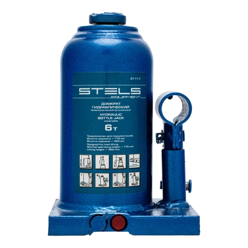 Домкрат гидравлический бутылочный телескопический, 6 т, H подъема 170-420 мм Stels по ценам производителя в Воронеже с доставкой по всей России