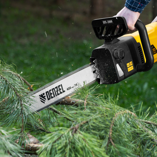 Пила цепная электрическая EDS-2000, 2 кВт,продольная, шина 40 см, шаг 3/8, паз 1.3 мм, 56 звеньев Denzel по ценам производителя в Воронеже с доставкой по всей России