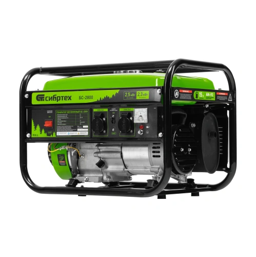 Генератор бензиновый БС-2800, 2.5 кВт, 230В, четырехтактный, 15 л, ручной стартер Сибртех по ценам производителя в Воронеже с доставкой по всей России