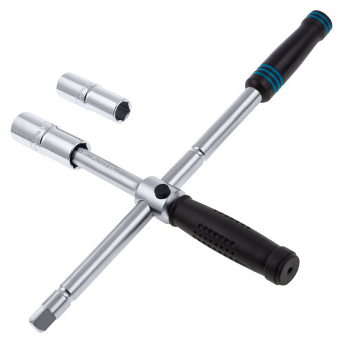 Ключ-крест баллонный, складной с изменяющимся рычагом, 17 мм, 19 мм, 21 мм, 23 мм, CrV, хромированный Gross по ценам производителя в Воронеже с доставкой по всей России