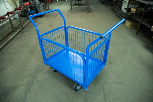 Тележка платформенная TOR ТП-2С (600х900) с бортами из сетки и двумя ручками (колеса 160 мм) по ценам производителя в Воронеже с доставкой по всей России