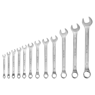 Набор ключей комбинированных 6-22 мм, 12 шт, CrV, матовый хром Stels по ценам производителя в Воронеже с доставкой по всей России