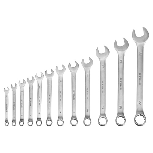 Набор ключей комбинированных 6-22 мм, 12 шт, CrV, матовый хром Stels по ценам производителя в Воронеже с доставкой по всей России