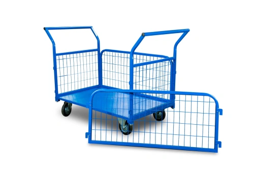 Тележка платформенная TOR ТП-3С (700х1200) с бортами из сетки и двумя ручками (колеса 160 мм) по ценам производителя в Воронеже с доставкой по всей России