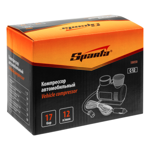 Компрессор автомобильный С-12, 12 В, 17 атм, 12 л/мин Sparta по ценам производителя в Воронеже с доставкой по всей России