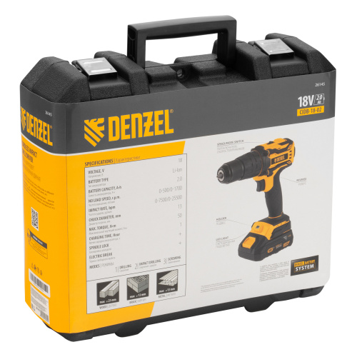 Дрель-шуруповерт аккумуляторная ударная бесщет CIDB-18-02, Li-Ion, 18 В Denzel по ценам производителя в Воронеже с доставкой по всей России
