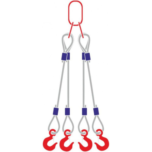 Строп канатный 4СК, с 4 крюками 2,5Т x 3М по ценам производителя в Воронеже с доставкой по всей России