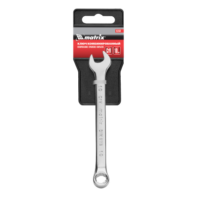 Ключ комбинированный, 10 мм, CrV, полированный хром Matrix по ценам производителя в Воронеже с доставкой по всей России