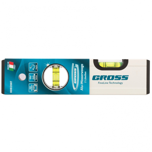 Уровень алюминиевый, 200 мм, фрезерованный, 2 глазка, магнитный Gross по ценам производителя в Воронеже с доставкой по всей России