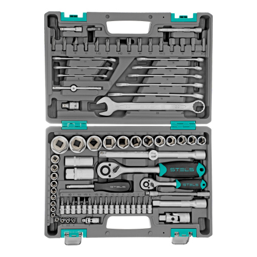 Набор инструментов, 1/2", 1/4", CrV, пластиковый кейс 82 предмета Stels по ценам производителя в Воронеже с доставкой по всей России