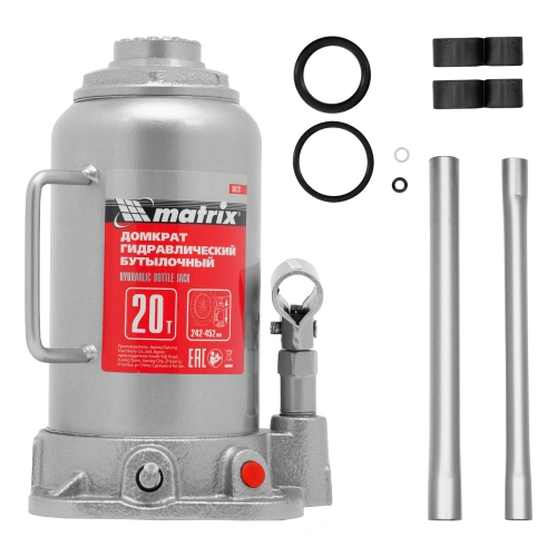 Домкрат гидравлический бутылочный, 20 т, высота подъема 242-452 мм Matrix по ценам производителя в Воронеже с доставкой по всей России