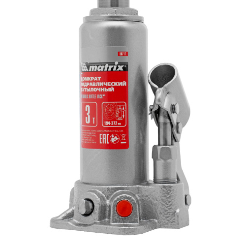 Домкрат гидравлический бутылочный, 3 т, высота подъема 194-372 мм Matrix по ценам производителя в Воронеже с доставкой по всей России