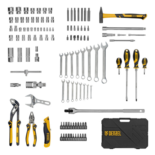 Набор инструментов, 1/2", 1/4", CrV, S2, пластиковый кейс, 122 предмета Denzel по ценам производителя в Воронеже с доставкой по всей России