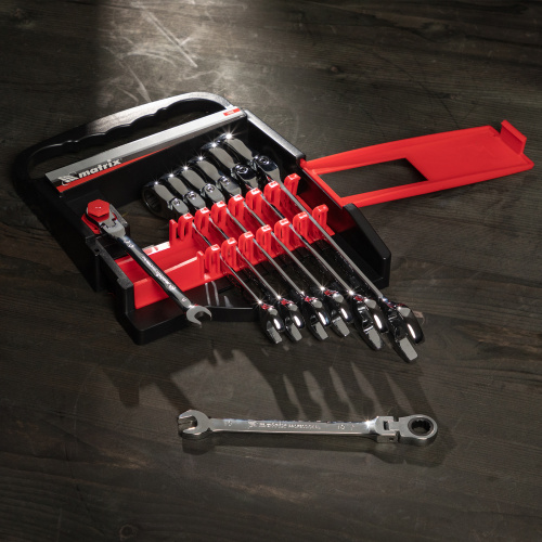 Набор ключей комбинированных, трещеточных шарнирных 8 шт Matrix по ценам производителя в Воронеже с доставкой по всей России