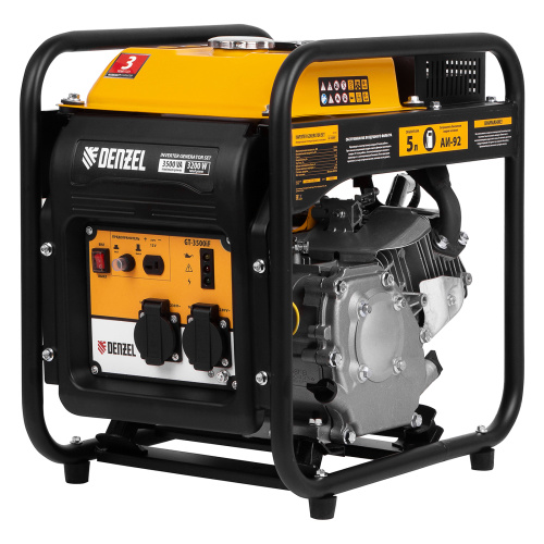 Генератор инверторный GT-3500iF, 3.5 кВт, 230 В, бак 5 л, открытый корпус, ручной старт Denzel по ценам производителя в Воронеже с доставкой по всей России