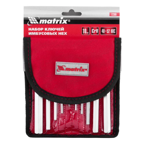 Набор ключей имбусовых HEX, 1.5-12 мм, CrV, 10 шт, короткие, сатин, чехол Matrix по ценам производителя в Воронеже с доставкой по всей России