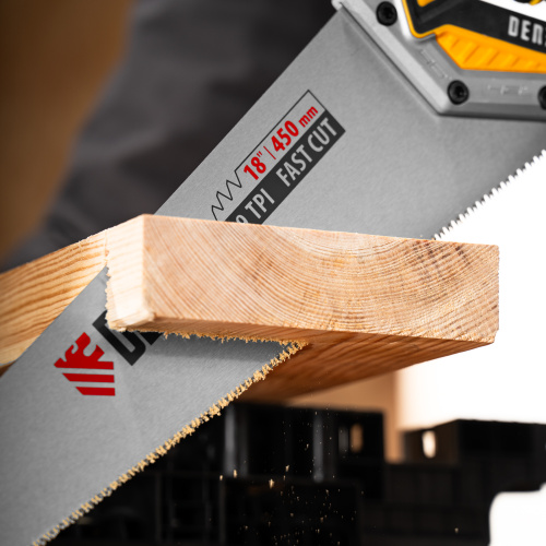 Ножовка по дереву, 450 мм, 9 TPI, зуб 3D, металлопластиковая рукоятка Denzel по ценам производителя в Воронеже с доставкой по всей России