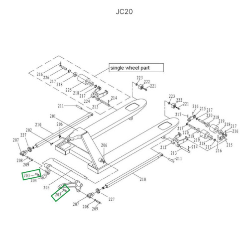 Ось крепления углового рычага к опорной площадке для гидравлических тележек JC20 по ценам производителя в Воронеже с доставкой по всей России