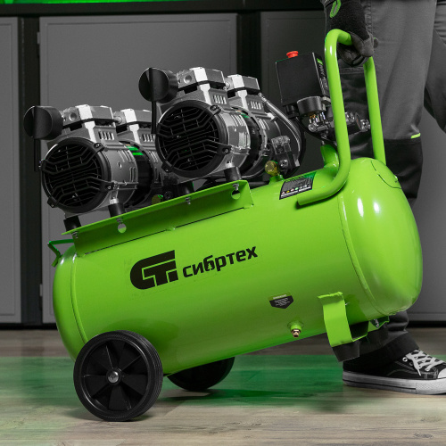 Компрессор безмаслянный малошумный МБ 2000/50, 2000 Вт, 50л, 300 л/мин Сибртех по ценам производителя в Воронеже с доставкой по всей России