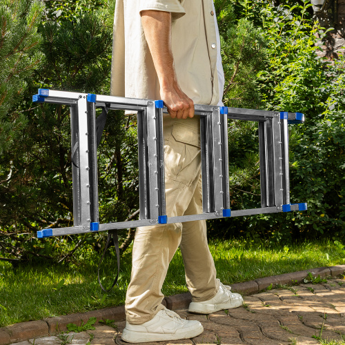 Стремянка двухсторонняя 4 ступени, сталь профиль, стальные ступени, Сибртех по ценам производителя в Воронеже с доставкой по всей России