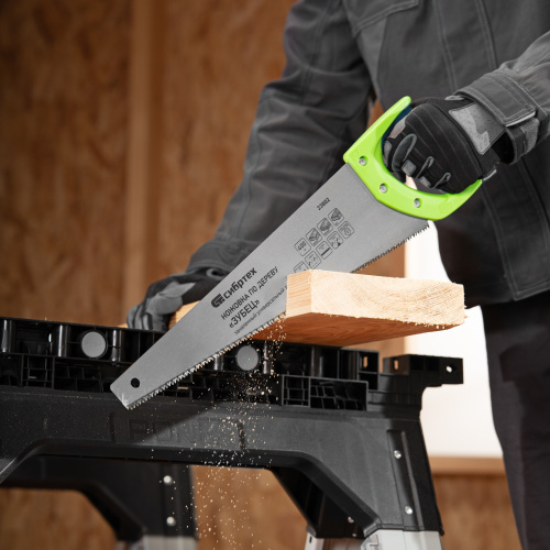 Ножовка по дереву "Зубец", 400 мм, 7-8 TPI, каленый зуб 2D, двухкомпонентная рукоятка Сибртех по ценам производителя в Воронеже с доставкой по всей России