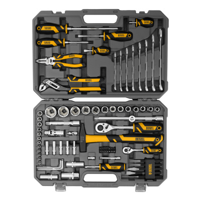 Набор инструментов, 1/2", 1/4", CrV, S2, пластиковый кейс, 84 предмета Denzel по ценам производителя в Воронеже с доставкой по всей России