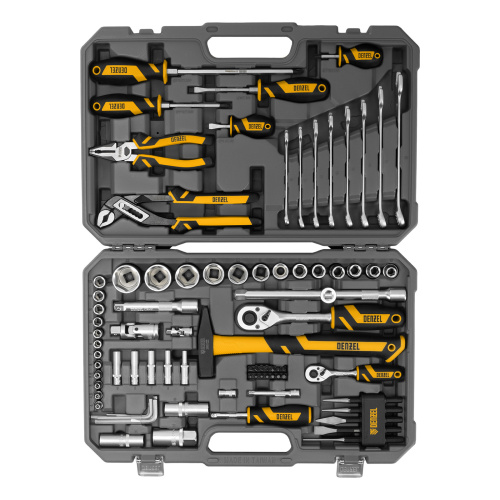 Набор инструментов, 1/2", 1/4", CrV, S2, пластиковый кейс, 84 предмета Denzel по ценам производителя в Воронеже с доставкой по всей России