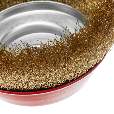 Щетка для УШМ, 150 мм, М14, "чашка", латунированная витая проволока Matrix по ценам производителя в Воронеже с доставкой по всей России