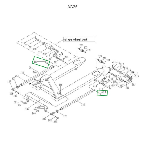 Ось крепления рычага силового блока к подвильной тяге для гидравлических тележек DF25 по ценам производителя в Воронеже с доставкой по всей России
