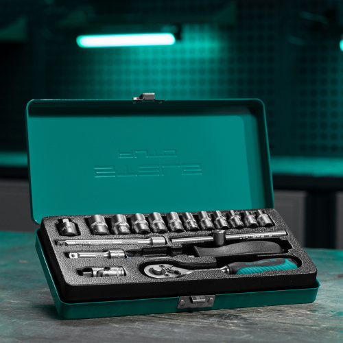 Набор торцевых головок с трещоткой, 1/4", 18 предметов Stels по ценам производителя в Воронеже с доставкой по всей России