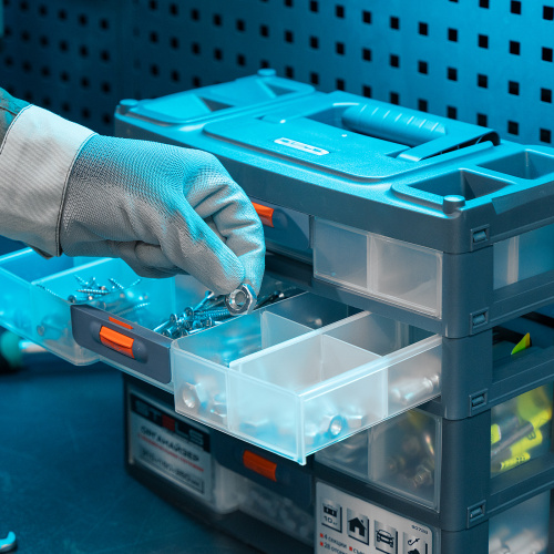 Органайзер для хранения с выдвижными лотками 310х150х260мм, 4 секции, пластик Stels по ценам производителя в Воронеже с доставкой по всей России