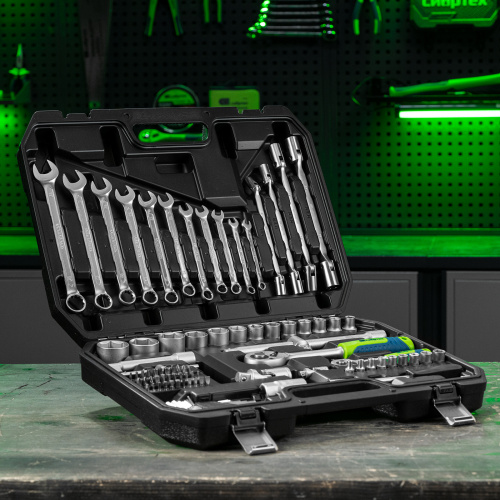 Набор инструментов, 1/2", 1/4", пластиковый кейс 89 предметов Сибртех по ценам производителя в Воронеже с доставкой по всей России