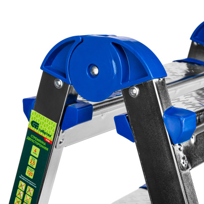 Стремянка двухсторонняя 4 ступени, сталь профиль, стальные ступени, Сибртех по ценам производителя в Воронеже с доставкой по всей России