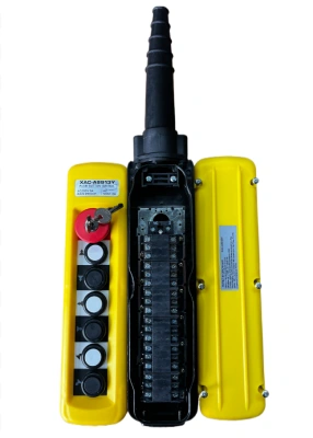 Пульт управления XAC-A6913Y для тали (6 кнопок, 2 скорости, ключ-марка, стоп, IP65, 380В) купить в Москве с доставкой по всей России | ProtosMarket.ru