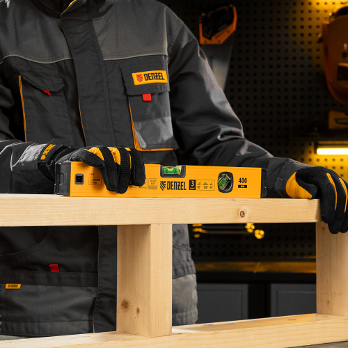 Уровень алюминиевый, магнит., фрезерованный, 3 глазка (1 зеркал.) 0,5 мм/м, 400 мм Denzel по ценам производителя в Воронеже с доставкой по всей России