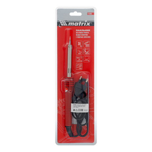 Паяльник, пластиковая рукоятка, медный наконечник с долговечным защитным покрытием, 220 В, 30 W Matrix по ценам производителя в Воронеже с доставкой по всей России