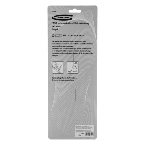 Набор ключей имбусовых HEX, 1.5-10 мм, S2, 9 шт, экстра-длинные с шаром, сатинированные Gross по ценам производителя в Воронеже с доставкой по всей России