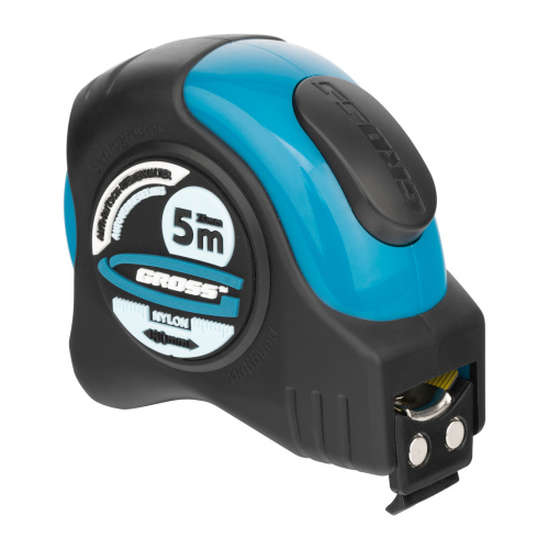 Рулетка "Schlagfest",5 м x 25 мм,магнитный обрезиненный зацеп,двусторонняя шкала,Нейлоновое покрытие,автоматическая фиксация Gross по ценам производителя в Воронеже с доставкой по всей России