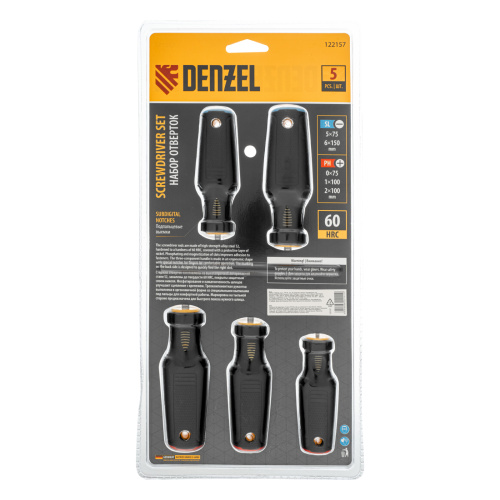 Набор отверток, 5 шт., PH+SL, S2, 3к рукоятка Denzel по ценам производителя в Воронеже с доставкой по всей России