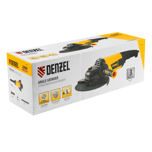 Машина шлифовальная угловая AG230-2600, 2600 Вт, 230 мм, 6000 об/мин Denzel по ценам производителя в Воронеже с доставкой по всей России