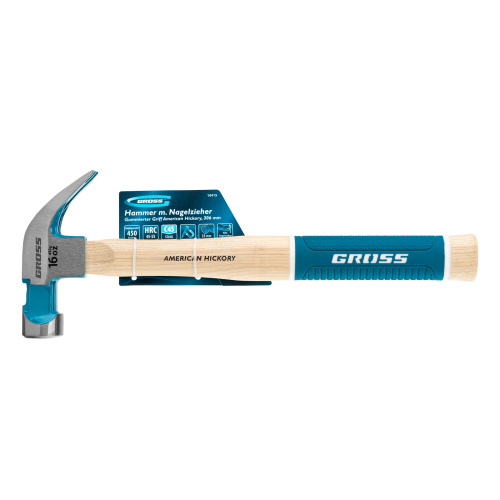 Молоток-гвоздодер, 450 г, угол 45, магнит, обрезиненная рукоятка American hickory GROSS по ценам производителя в Воронеже с доставкой по всей России