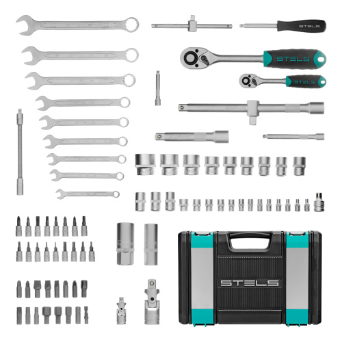 Набор инструментов, 1/2", 1/4", CrV, пластиковый кейс 82 предмета Stels по ценам производителя в Воронеже с доставкой по всей России