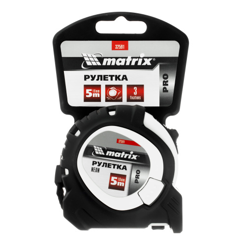 Рулетка Neon,5 м x 19 мм,обрезиненный корпус,3 фиксации,Pro Matrix по ценам производителя в Воронеже с доставкой по всей России