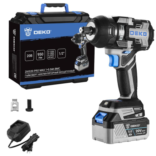 Гайковерт аккумуляторный бесщеточный DEKO ZKIS20 PRO MAX, 20В, 1*5.0Ач, 950 Нм, в кейсе по ценам производителя в Воронеже с доставкой по всей России